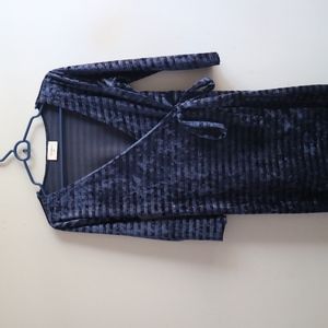 Blue Velvet Wrap Dress